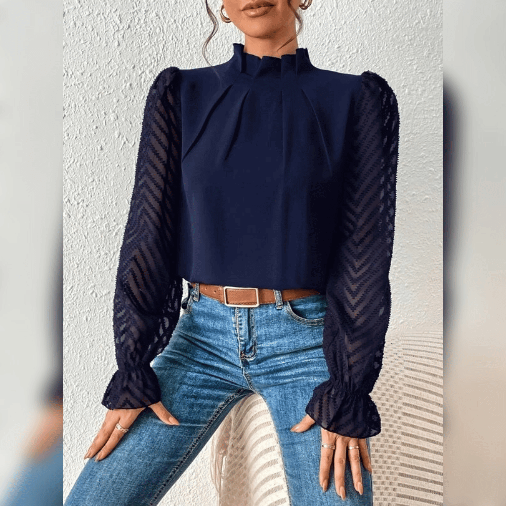 Elegante Damen-Bluse mit Spitzenärmeln – Femininer Chic für jeden Anlass