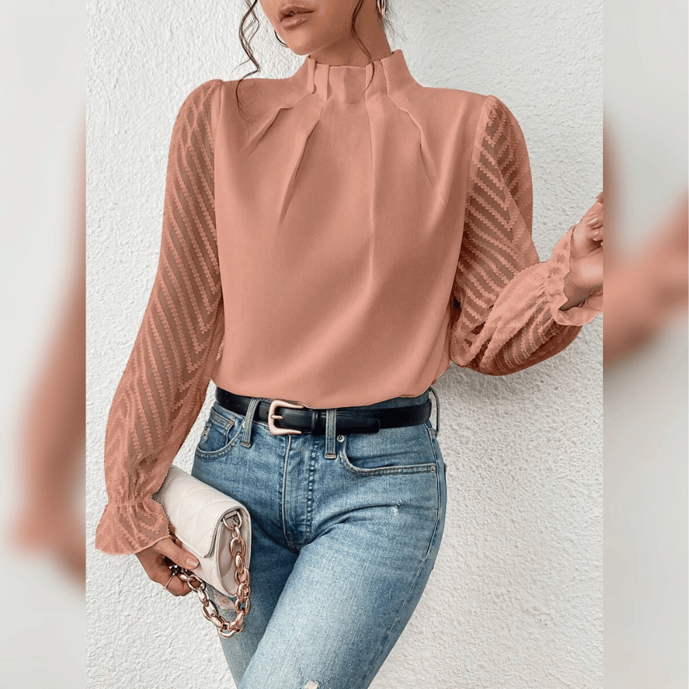 Elegante Damen-Bluse mit Spitzenärmeln – Femininer Chic für jeden Anlass