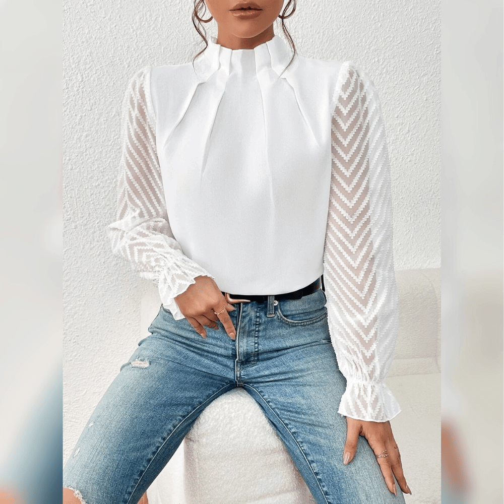 Elegante Damen-Bluse mit Spitzenärmeln – Femininer Chic für jeden Anlass