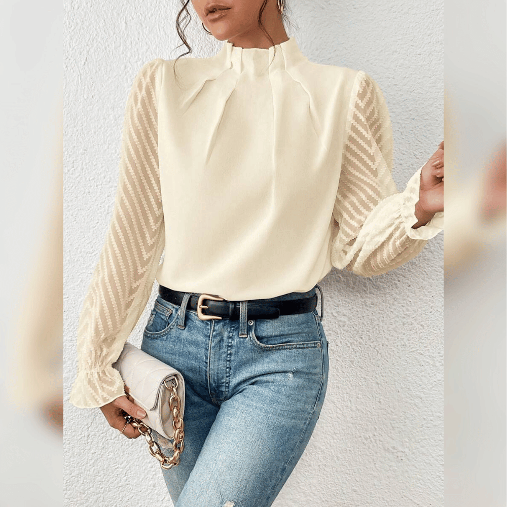 Elegante Damen-Bluse mit Spitzenärmeln – Femininer Chic für jeden Anlass