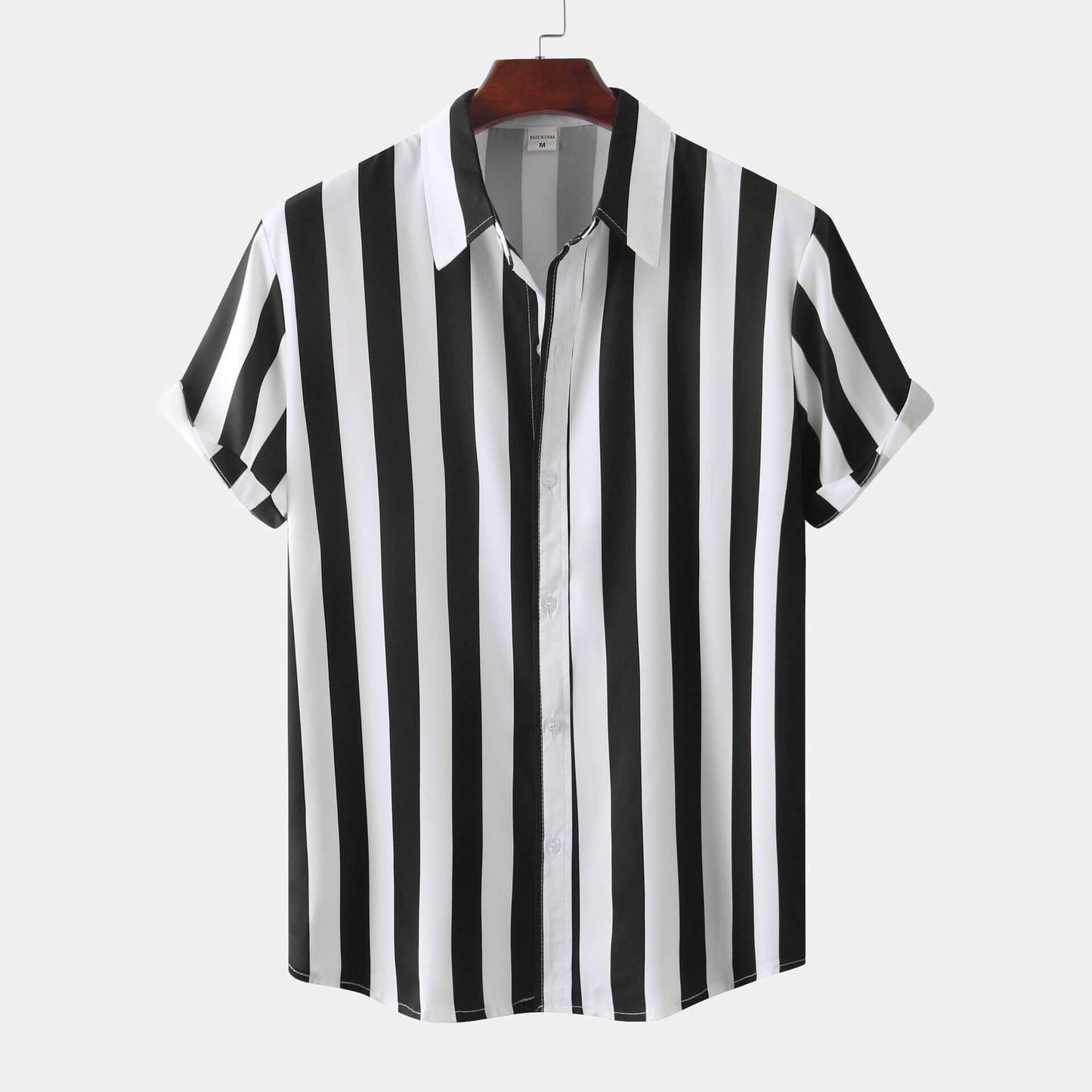 Kurzärmliges Streifenhemd für Herren – Moderner Look mit Retro-Vibe