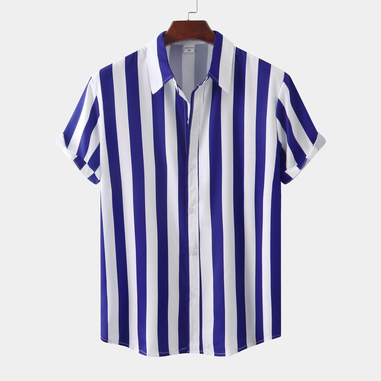 Kurzärmliges Streifenhemd für Herren – Moderner Look mit Retro-Vibe