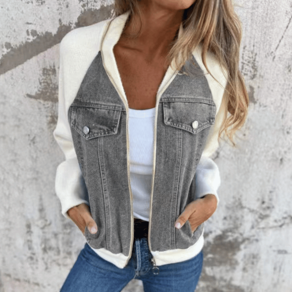 Sommerliche Damen Denim-Jacke mit Strickärmeln: Casual trifft Coolness