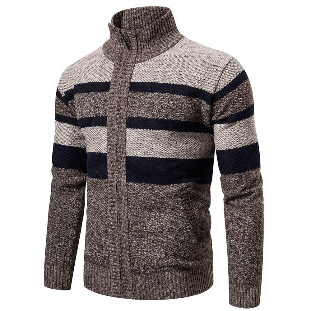 Herren-Strickjacke mit Reißverschluss und Streifenmuster
