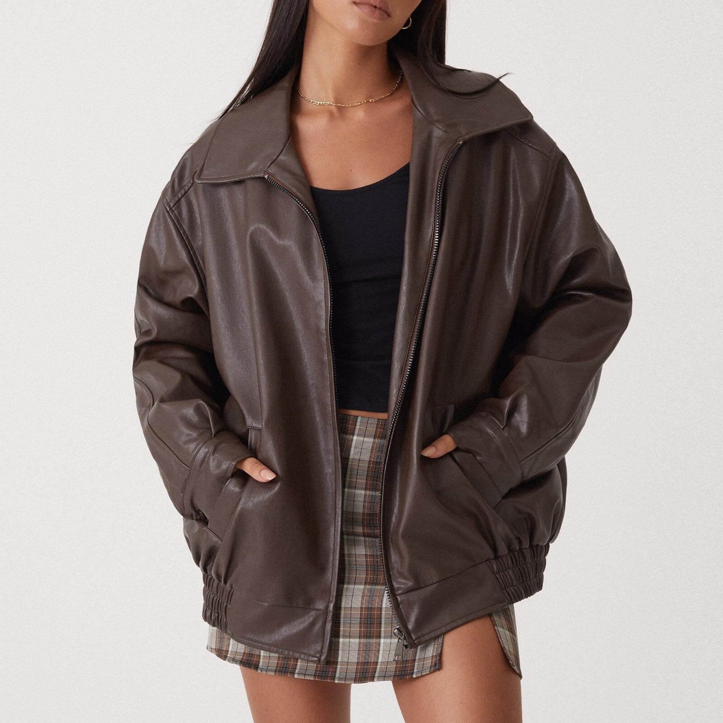 Oversized Lederjacke für Damen – Lässiger Streetstyle