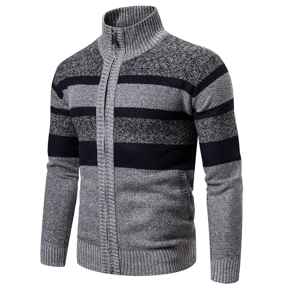 Herren-Strickjacke mit Reißverschluss und Streifenmuster