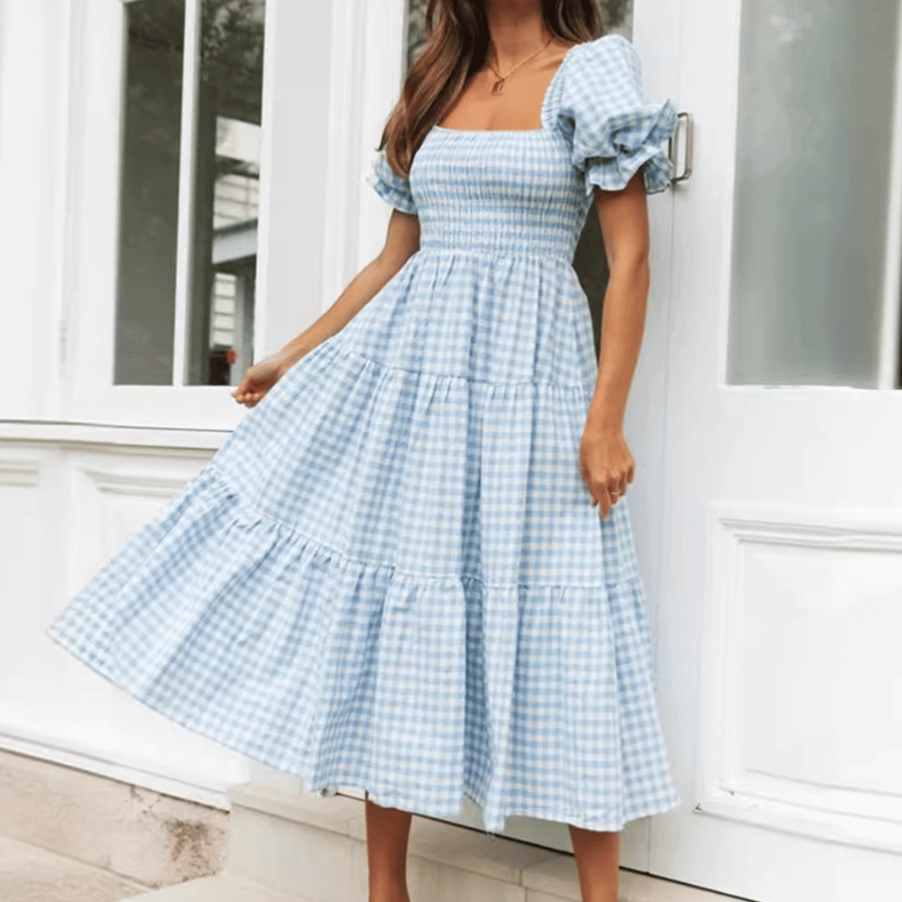 Luftiges Damen Sommerkleid mit Karomuster: Verspielt & charmant