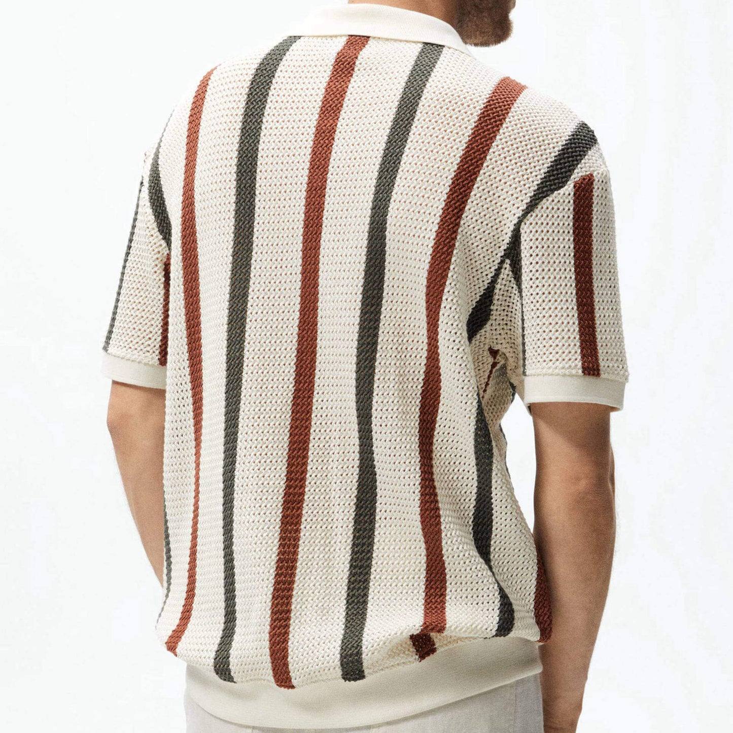 Gestreiftes Strick-Poloshirt für Herren: Retro & Stilvoll