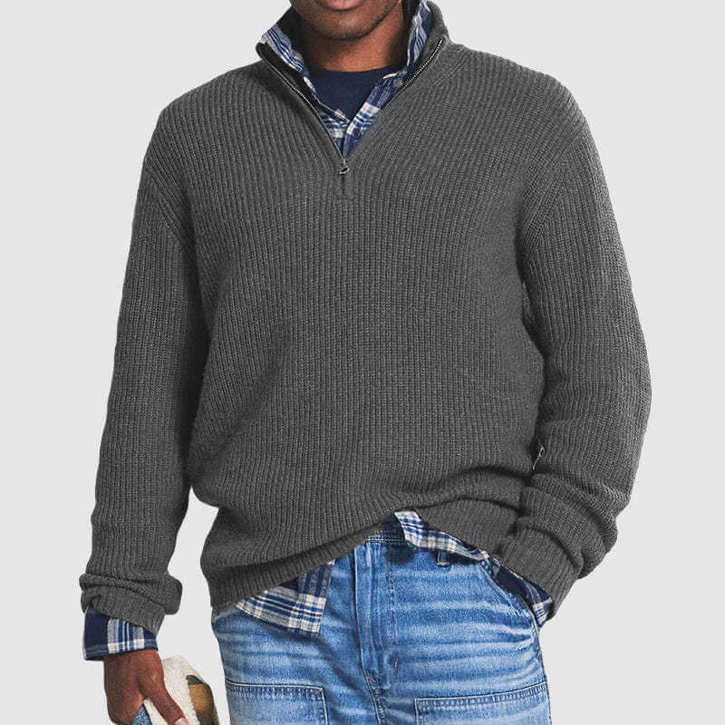 Klassischer Herrenpullover mit Reißverschlusskragen