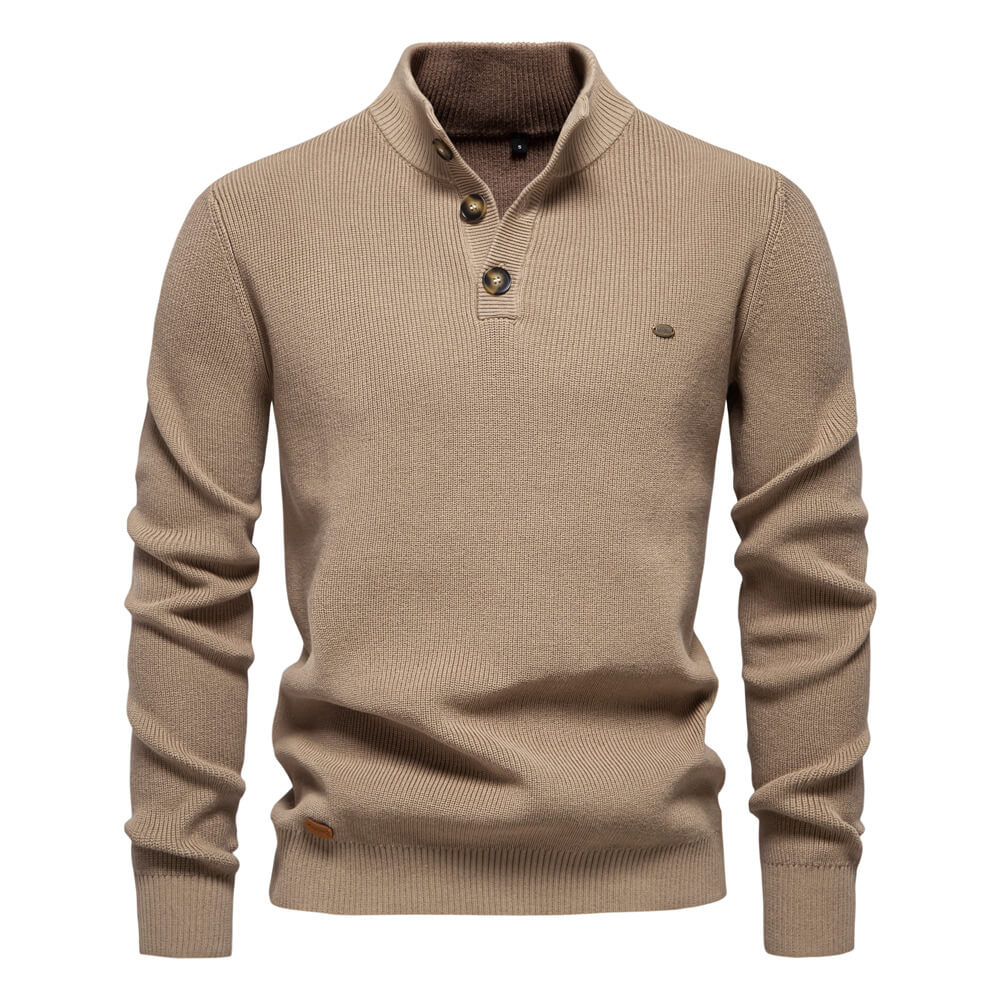 Bequemer Herrenpullover mit Knopfleiste
