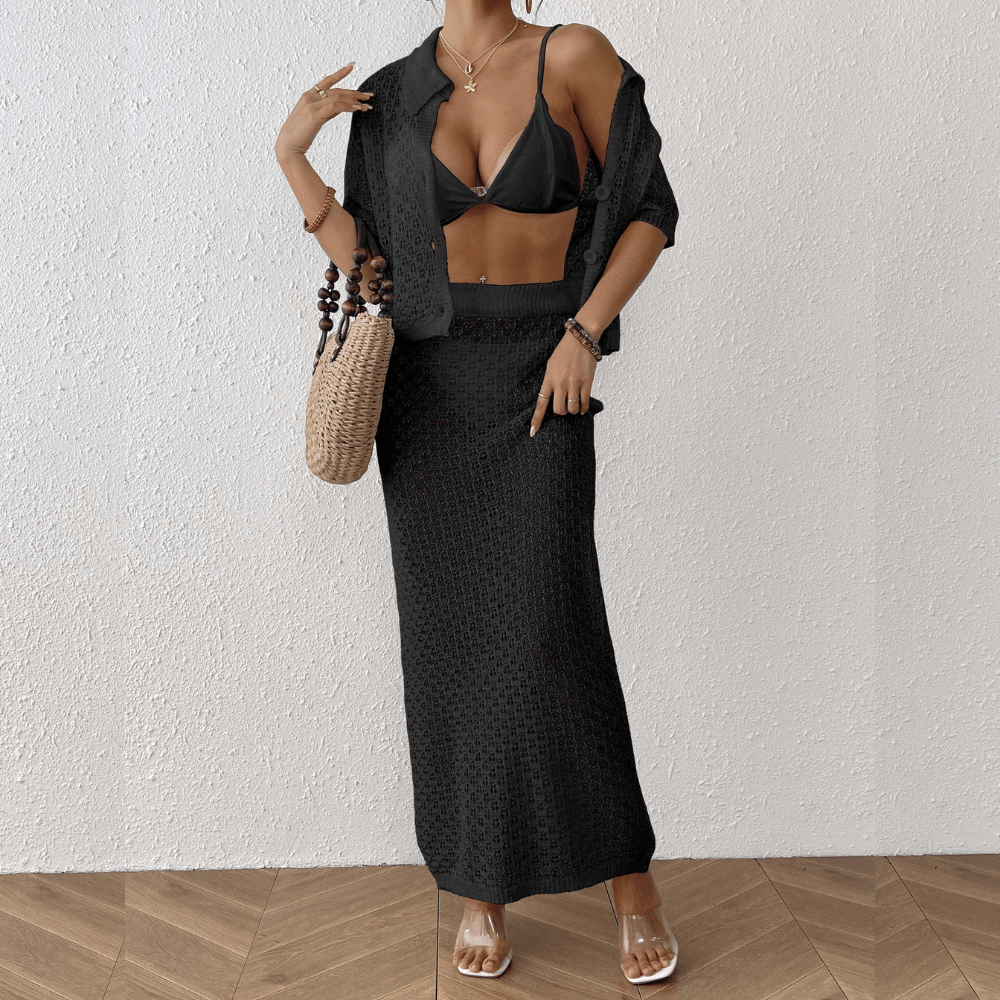 Damen Häkel-Zweiteiler mit Maxirock: Sommer-Chic mit Wohlfühlfaktor