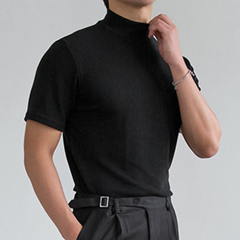Klassisches Rollkragen T-Shirt für Herren: Schlichte Eleganz für jeden Anlass