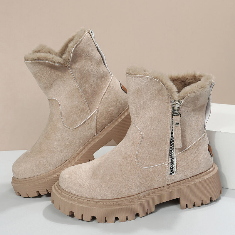 Elegante und warme Damenstiefel mit Fellbesatz