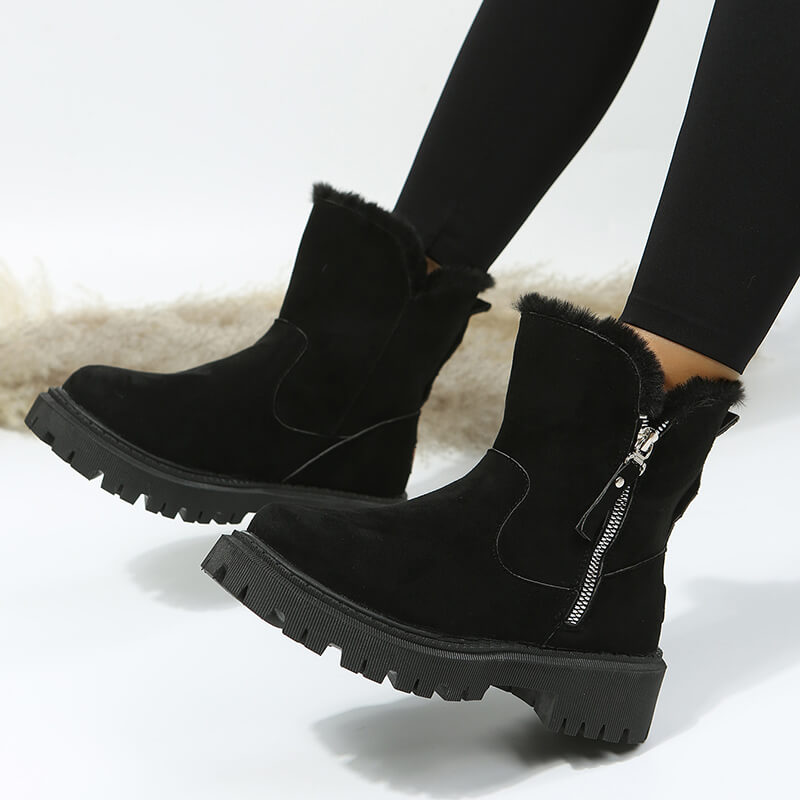 Elegante und warme Damenstiefel mit Fellbesatz