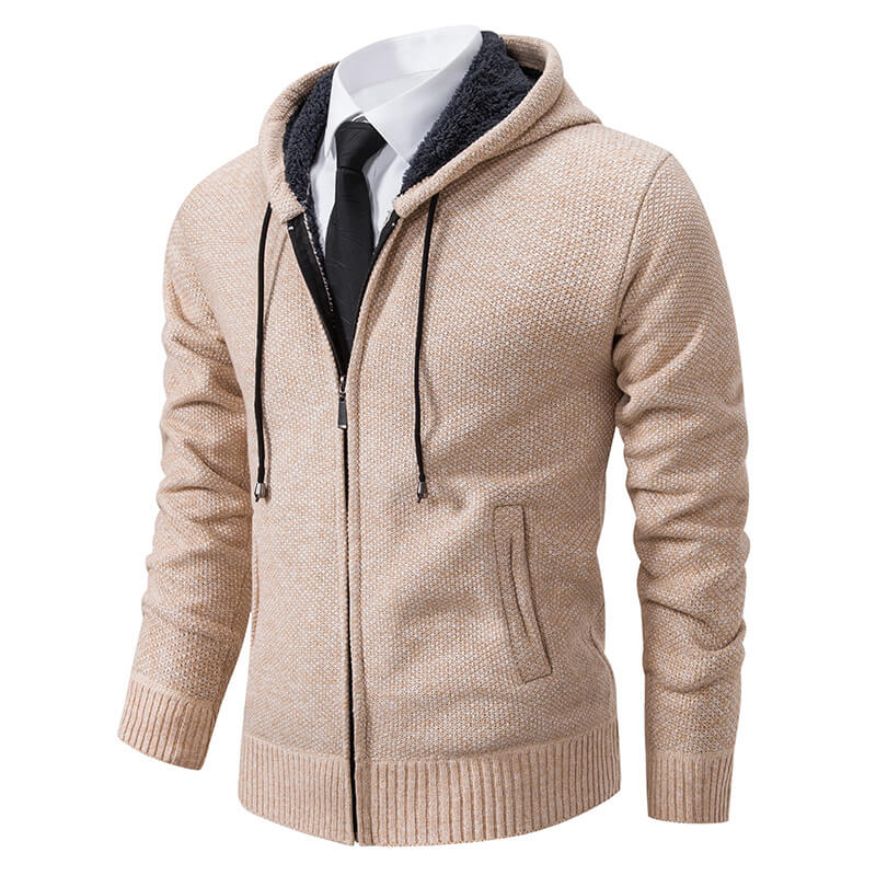 Gemütliche Herren-Strickjacke mit Kapuze