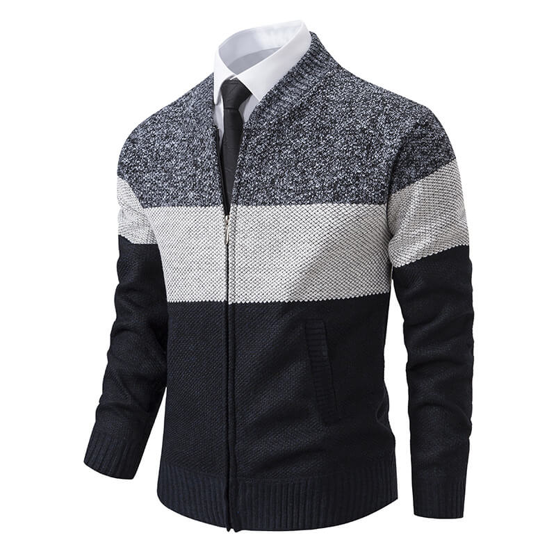 Moderne Strickjacke für Herren mit Farbblock-Design