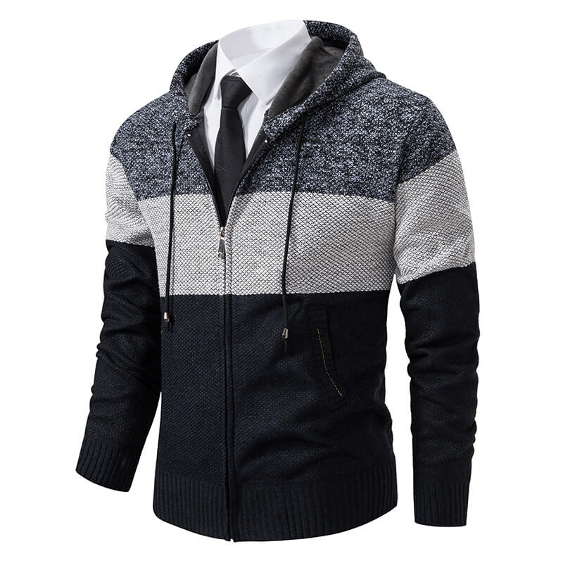 Stylische Herren-Strickjacke mit Kapuze