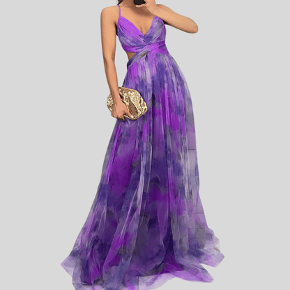 Stilvolles Damen Abendkleid mit fließendem Print: Elegant & glamourös