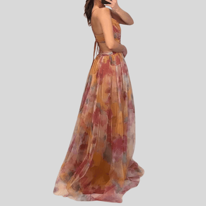 Stilvolles Damen Abendkleid mit fließendem Print: Elegant & glamourös