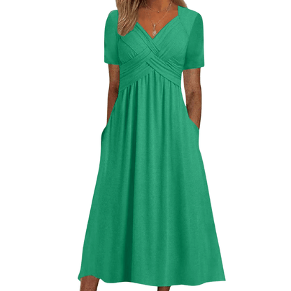 Elegantes Damen Midikleid mit Wickel-Detail: Feminin & bequem