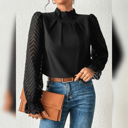 Elegante Damen-Bluse mit Spitzenärmeln – Femininer Chic für jeden Anlass