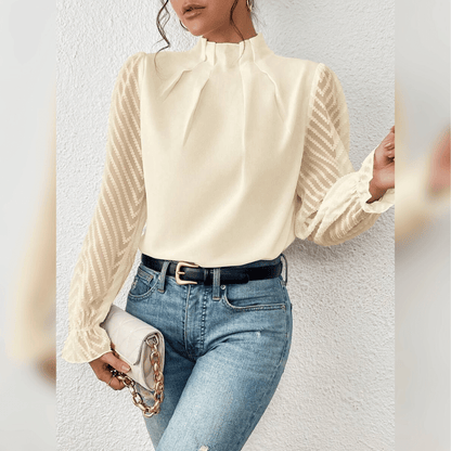 Elegante Damen-Bluse mit Spitzenärmeln – Femininer Chic für jeden Anlass