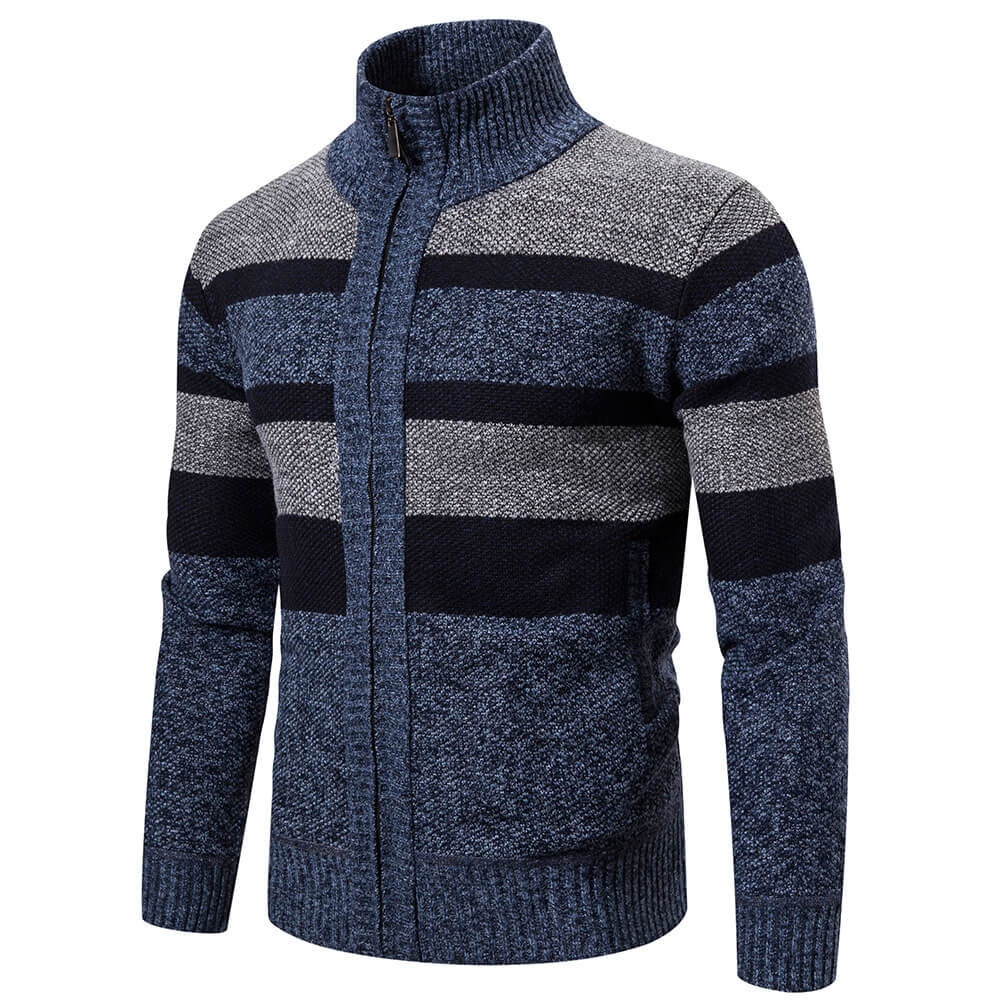 Herren-Strickjacke mit Reißverschluss und Streifenmuster