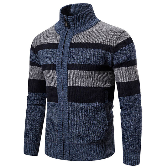 Herren-Strickjacke mit Reißverschluss und Streifenmuster
