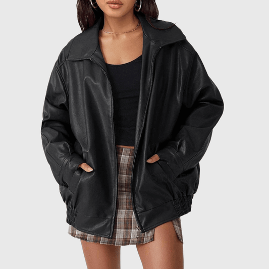 Oversized Lederjacke für Damen – Lässiger Streetstyle