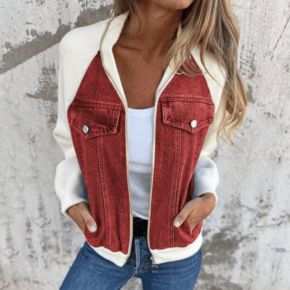 Sommerliche Damen Denim-Jacke mit Strickärmeln: Casual trifft Coolness