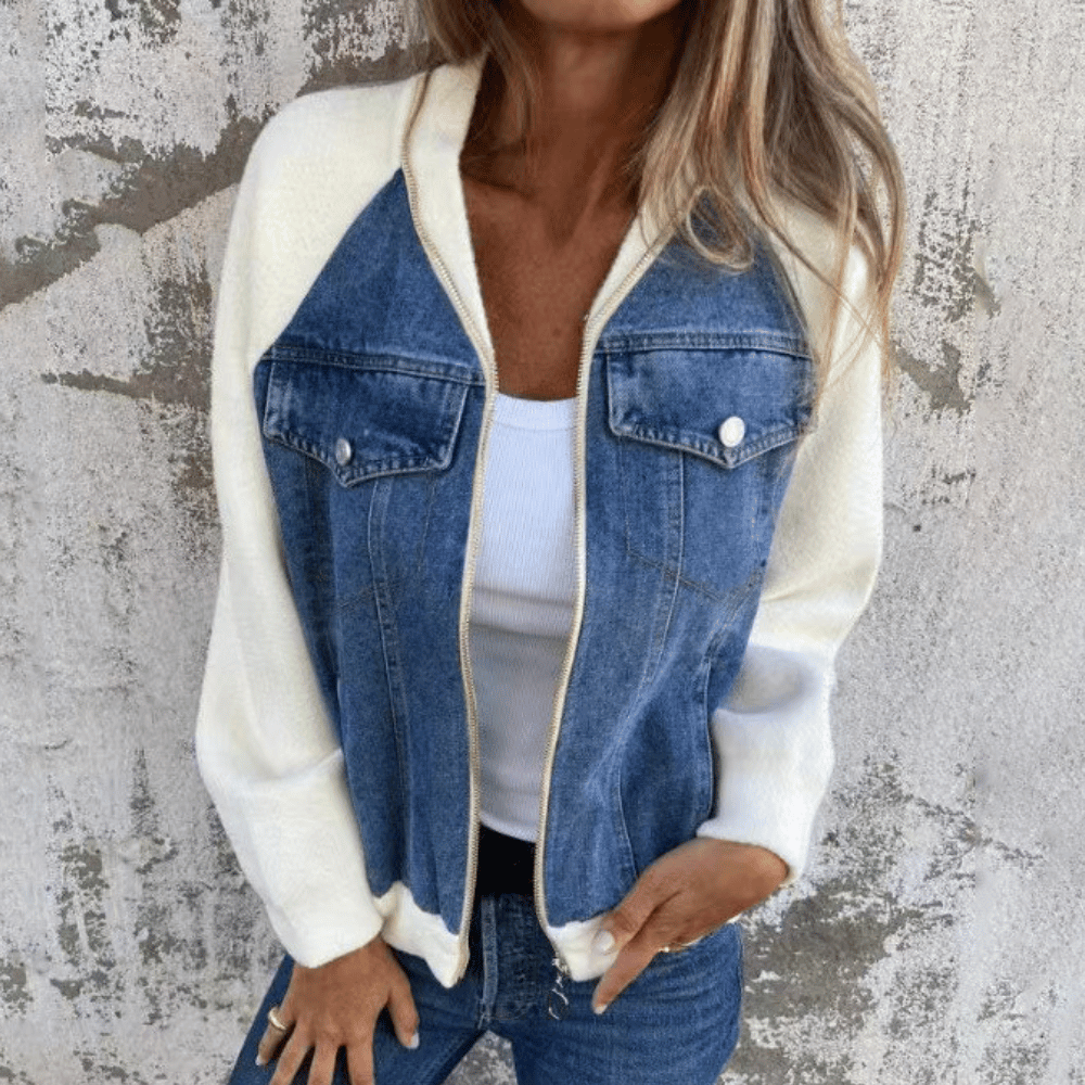 Sommerliche Damen Denim-Jacke mit Strickärmeln: Casual trifft Coolness