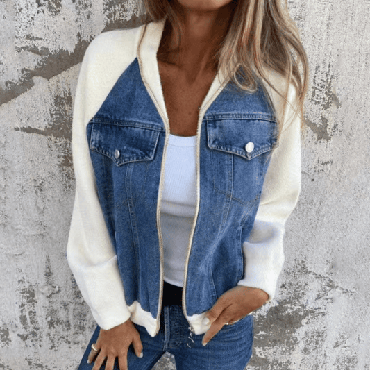 Sommerliche Damen Denim-Jacke mit Strickärmeln: Casual trifft Coolness