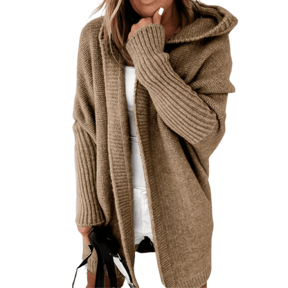 Gemütliche Damen-Strickjacke mit Kapuze