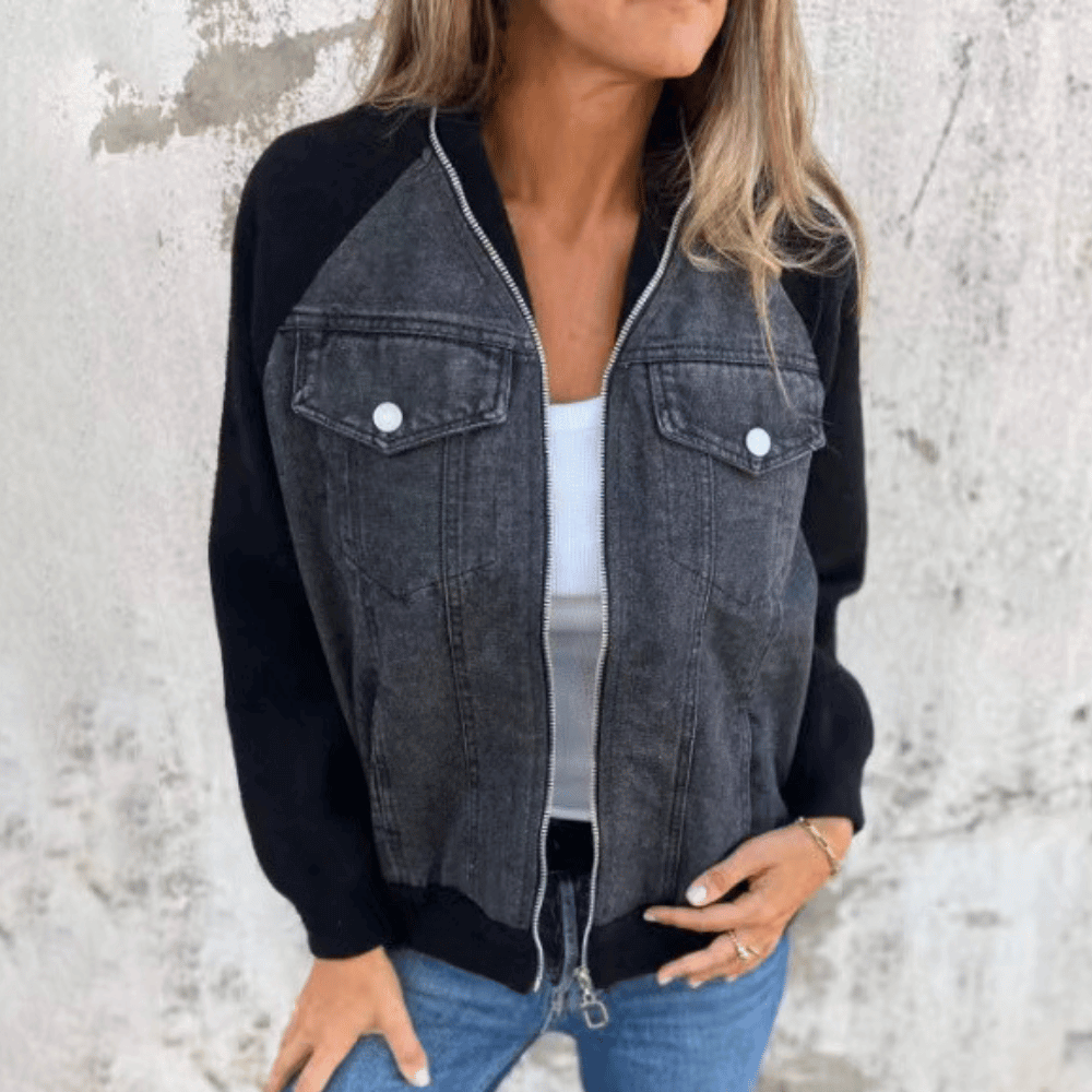 Sommerliche Damen Denim-Jacke mit Strickärmeln: Casual trifft Coolness