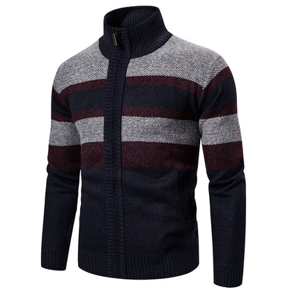 Herren-Strickjacke mit Reißverschluss und Streifenmuster