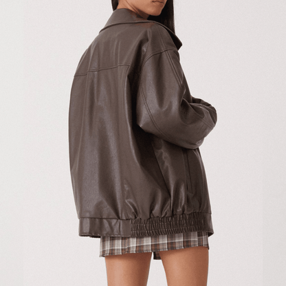 Oversized Lederjacke für Damen – Lässiger Streetstyle
