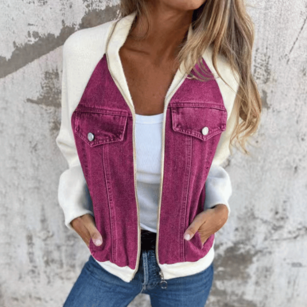 Sommerliche Damen Denim-Jacke mit Strickärmeln: Casual trifft Coolness