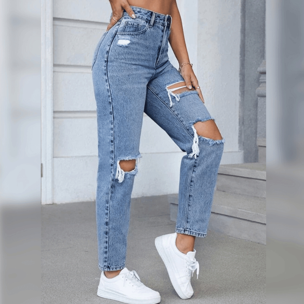 High-Waist Mom-Jeans für Damen: Lässiger Schnitt trifft trendige Details