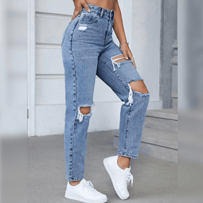 High-Waist Mom-Jeans für Damen: Lässiger Schnitt trifft trendige Details