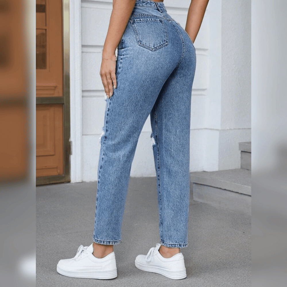 High-Waist Mom-Jeans für Damen: Lässiger Schnitt trifft trendige Details
