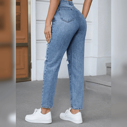 High-Waist Mom-Jeans für Damen: Lässiger Schnitt trifft trendige Details