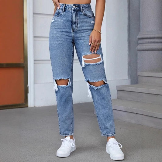 High-Waist Mom-Jeans für Damen: Lässiger Schnitt trifft trendige Details