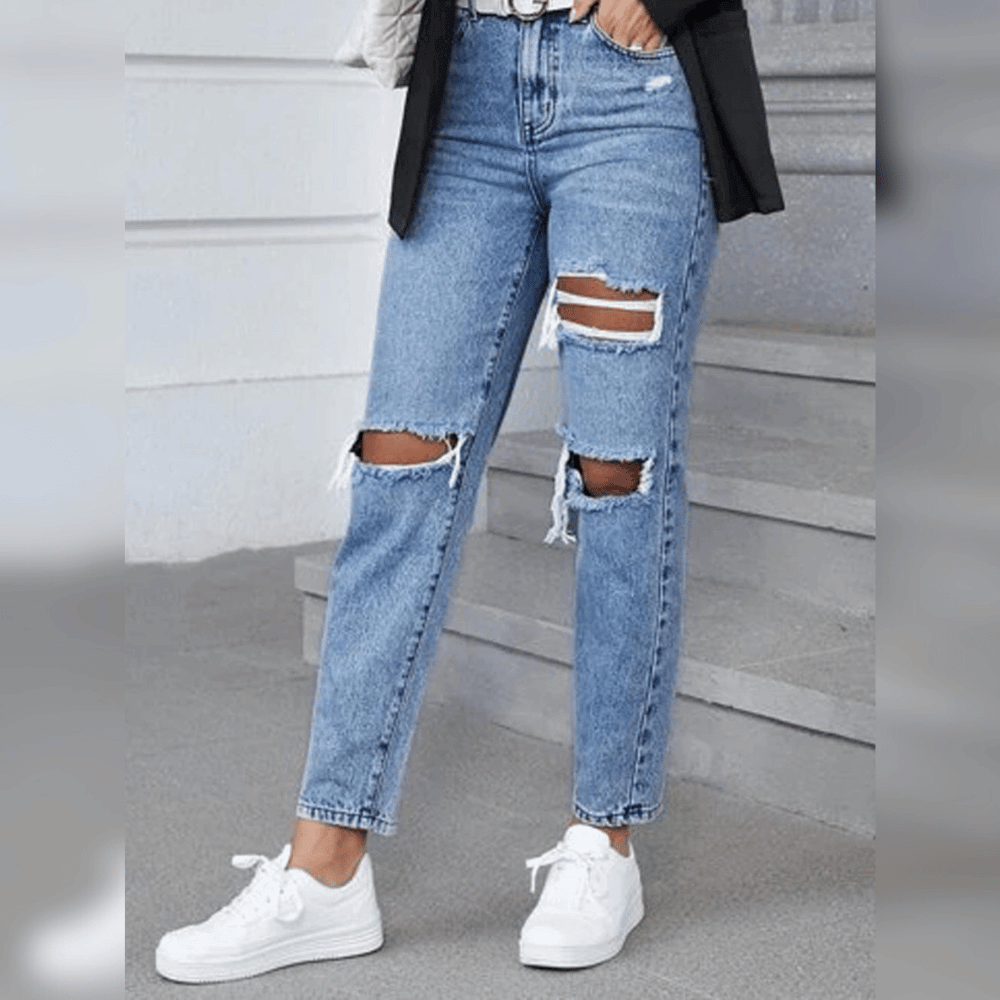 High-Waist Mom-Jeans für Damen: Lässiger Schnitt trifft trendige Details