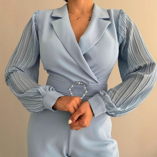 Eleganter Damen-Jumpsuit mit plissierten Ärmeln – Stilvoll & feminin