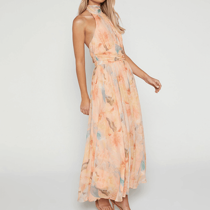 Elegantes Halsbündchen-Maxikleid für Damen: Sommerlich & luftig