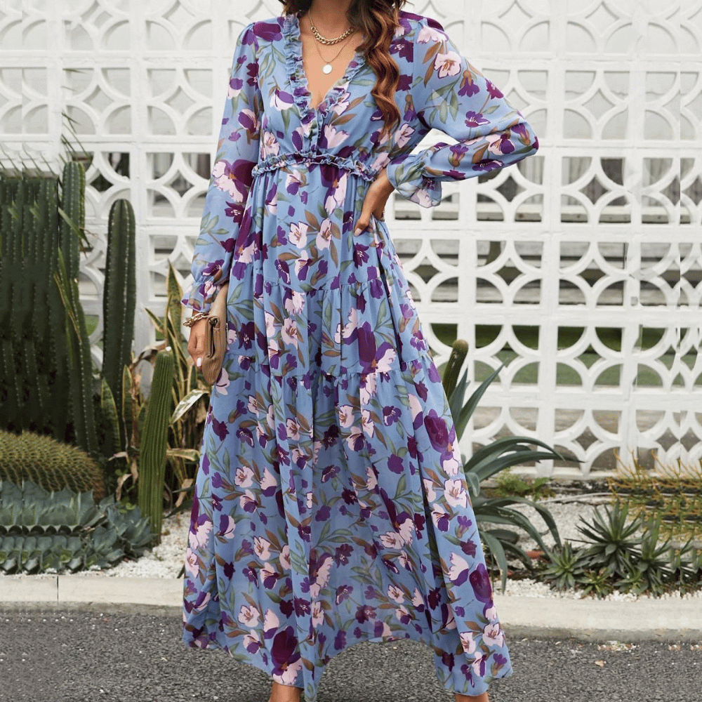 Elegantes Damen Maxikleid mit Blumenmuster: Luftig & sommerlich