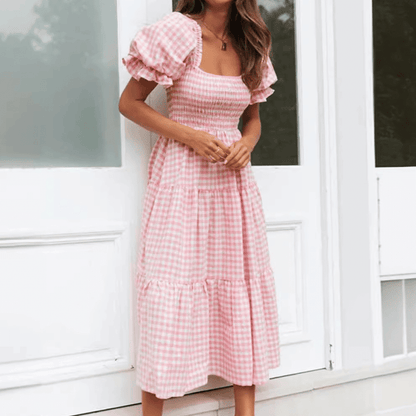 Luftiges Damen Sommerkleid mit Karomuster: Verspielt & charmant