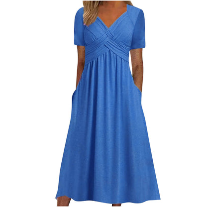 Elegantes Damen Midikleid mit Wickel-Detail: Feminin & bequem