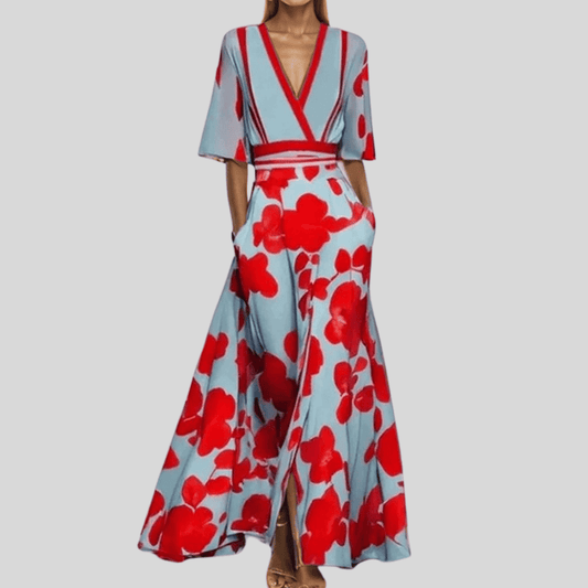Elegantes Damen Maxikleid mit floralen Akzenten: Stilvoll & modern