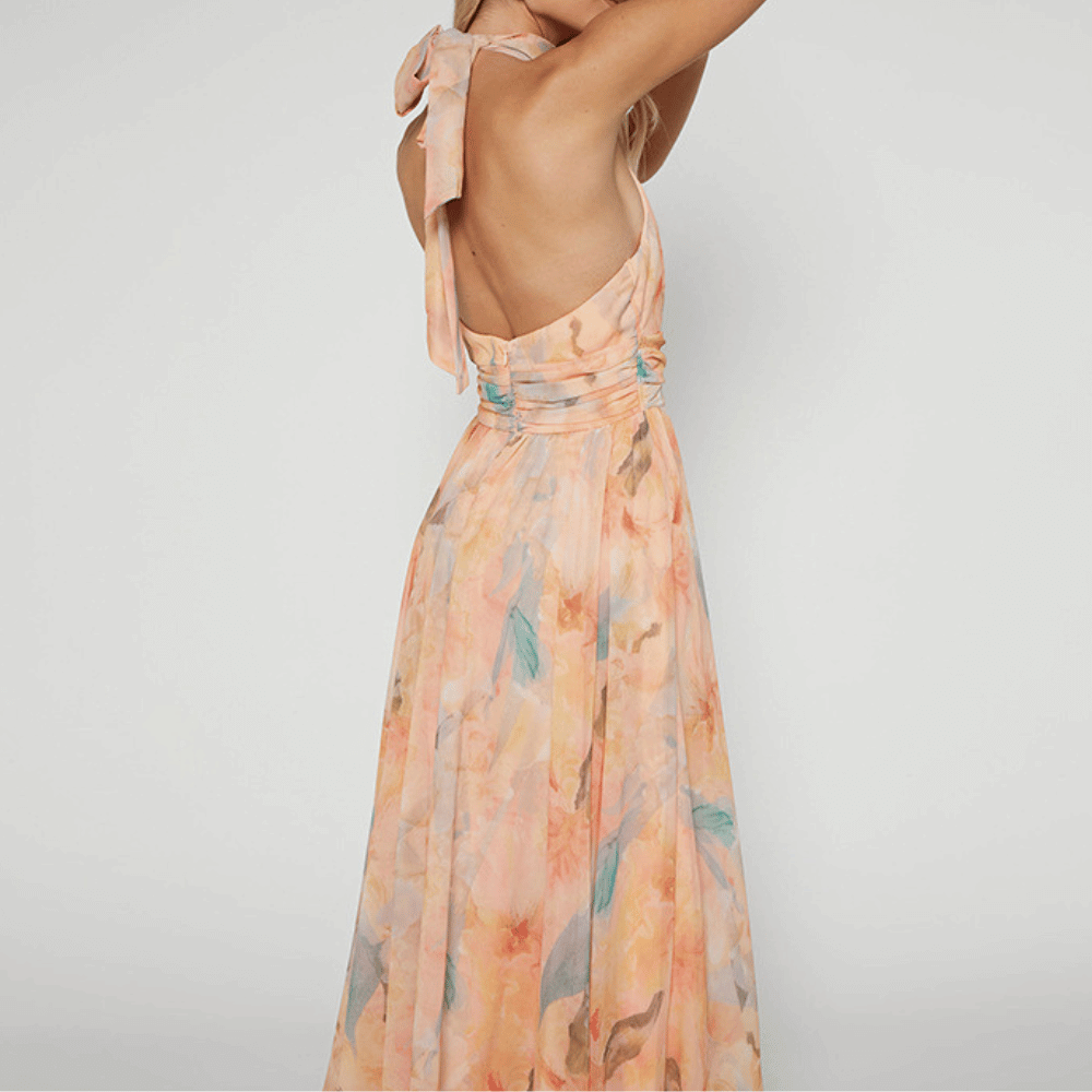 Elegantes Halsbündchen-Maxikleid für Damen: Sommerlich & luftig